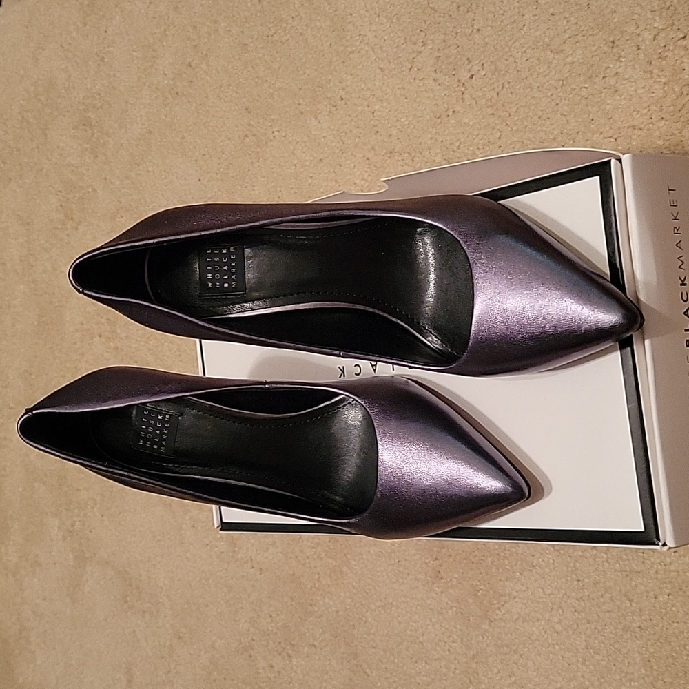 White House Black Market Oliva Gunmetal Heels